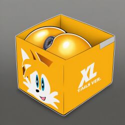 ai_generated anus ass box object onahole sex_toy sonic_(series) tails_the_fox text