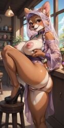 ai_generated breasts fox_girl furrbeon furry high_heels maid_marian nipples pussy robin_hood_(disney)