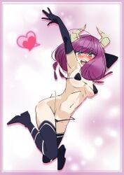 1girls arm_gloves armpit armpit_peek armpits aura_(sousou_no_frieren) blue_eyes blue_eyes_female blush blush_face blushing_at_viewer blushing_female coriponz demon demon_girl demon_horns elbow_gloves eyebrows_visible_through_hair female gloves hairless_armpits happy horn horns leggings legwear open_mouth open_mouth_smile over-kneehighs parted_lips purple_eyebrows purple_hair purple_hair_female shaved_armpits smile smiley_face smiling smiling_at_viewer smooth_armpits sousou_no_frieren stockings thigh_highs thighhighs tongue upper_teeth