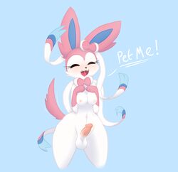 balls begging big_breasts bit-small blush breast_squish breasts eeveelution english_text furry hand_on_chest happy humanoid_penis intersex nintendo nipples open_mouth penis pokemon pussy saliva solo sylveon text video_games