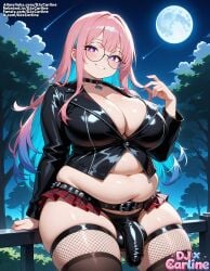 1futa ai_generated big_ass big_penis big_testicles djxcarline fat fat_ass futanari outdoors punk punk_girl stockings