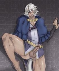 1boy anal asutarou blush erection eyepatch fire_emblem leg_lift male_only naughty_face penis silver_hair steam tagme