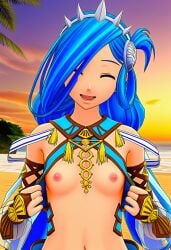1girls 2d 3d ai_assisted ai_generated anime anime_style areolae bare_breasts beach blue_eyes blue_hair breasts breasts_exposed breasts_focus breasts_out breasts_out_of_clothes clouds dana_(ys) dana_iclucia execro fake_3d female flashing_breasts headwear hi_res highres long_hair male_pov naked_breasts nipples no_bra novelai open_clothes outdoors pink_nipples pov presenting_breasts request requested revealing_breasts sky small_breasts soft_breasts solo solo_female solo_focus standing sunset twintails uncensored upper_body ys ys_viii_lacrimosa_of_dana