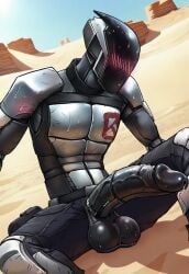 abs anus backsack balls bara big_balls big_penis blush borderlands gay glistening male male_only muscular muscular_male nipples pecs penis sideburns sweat yaoi zer0 zer0_(borderlands)