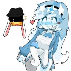 1boy 1futa blue_hair blush bottomless bunny_ears clothed clothing crown dickgirl dream_game eunoia fedora female futa_focus futa_on_male futa_with_male futanari headband imminent_sex intersex mafioso_(dream_game) maid maid_apron maid_uniform male mostly_clothed penis roblox roblox_game robloxian self_upload solo_focus sproutseed straight white_penis white_skin