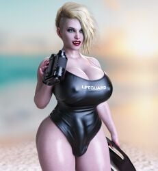3d bulge eleanor_(star_periphery) futanari star_periphery swimsuit voidpilgrim