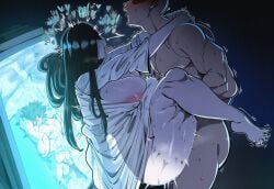 1boy 1boy1girl 1girls ai_generated big_ass black_hair female ghost huge_ass long_hair male mullon novelai rough_sex sadako_yamamura sex straight the_ring voluptuous voluptuous_female white_body yamamura_sadako