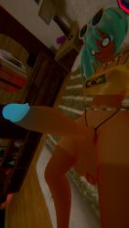 1futa 3d blue_hair blue_penis blue_tip brazilian_miku fat_cock futa_only futanari futapound hatsune_miku huge_cock hung_futa intersex massive_balls sunglasses sunglasses_on_head surprised tan_body tan_skin tanned thong thong_bikini vocaloid vrchat vrchat_avatar