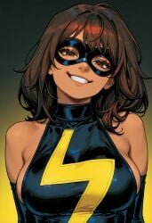 ai_generated brown_eyes brown_hair brown_skin brown_skinned_female kamala_khan looking_at_viewer marvel marvel_comics ms._marvel ms._marvel_(kamala_khan) muslim muslim_female pakistani pakistani_female smile smiling smiling_at_viewer smiling_female superhero superheroine