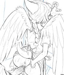 2025 anthro anus artist_name ass athletic_female big_butt blush blush_lines bone_frill braided_hair bubble_butt cavemanon_studios clothed clothing clothing_aside clothing_lift dialogue dress dress_aside dress_lift duo english_text erection faceless_character faceless_male feathered_wings feathers female frill_(anatomy) from_behind genitals hair hi_res holding_penis human human_penetrating light-skinned_male long_hair male male/female mature_anthro mature_female monochrome penetration penis prehistoric_species pterodactylus pterosaur pubes reptile samantha_(snoot_game) scalie sex shallow_penetration short_tail snoot_game standing_sex tail tail_motion tailwag text vaginal_penetration vulva watermark wings yeik_art