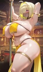 belly_dancer elegg_(nikke) goddess_of_victory:_nikke huge_ass huge_breasts raskasar smile stripper_pole