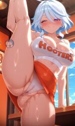 ai_generated ass ass bangs bangs_between_eyes big_breasts blue_eyes blue_hair blush breasts_squeezed_together cameltoe crop_top from_below furina_(genshin_impact) genshin_impact heterochromia hooters hoyoverse illyfurina large_breasts leg_lift leg_up looking_at_viewer looking_down milf miniskirt panties pixai presenting presenting_pussy pussy_juice pussy_juice_drip raised_leg seducing seduction seductive seductive_body seductive_eyes seductive_gaze seductive_look seductive_mouth seductive_pose seductive_smile short_hair skirt_lift smile smiling smiling_at_viewer stable_diffusion standing streaked_hair stretching_leg tease teasing teasing_viewer thighs vulva vulva_line white_hair