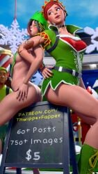 3d 3d_(artwork) ass big_ass big_breasts black_hair black_hair_female blush breasts breasts_out choker christmas clip_(fortnite) clothed clothed_female clothing female fortnite fortnite:_save_the_world green_highlights hand_on_hip hat helsie_(fortnite) looking_back looking_back_at_another mostly_clothed mostly_clothed_female mostly_nude mostly_nude_female multicolored_hair open_mouth patreon patreon_ad ponytail public public_nudity red_hair red_hair_female red_highlights redhead_female tattoo tattoos thwipperfapper