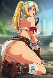 ai_generated bimbo blonde_hair blue_eyeshadow darli_dagger darli_dagger_(cosplay) fatal_fury feminization hypnosis king_of_fighters mascara red_lipstick rule_63 samurai_shodown samurai_spirits sano-br snk terry_bogard