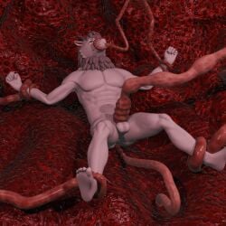 3d_(artwork) anal anal_sex ao_lie digital_media_(artwork) dragon eastern_dragon fei_ren_zai_(non_human) grey_hair hair hi_res horn looking_pleasured male male_only mouth_hold muscular muscular_male mythological_creature mythological_scalie mythology penetration penile penis penis_milking restraints scalie seedbed solo tentacle white_body