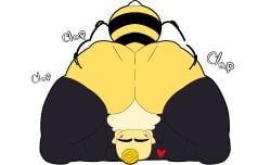 action_lines action_pose ass_focus bee bee_boy bending_over bent_over big_ass big_butt hearts_around_head knocksoda looking_at_viewer male male_focus male_only non-human non-human_only text toony