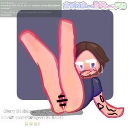 1boy 1cuntboy blue_eyes blush brown_hair censored censored_pussy cookie_run cuntboy cuntboy_only erik_campbell final_destination final_destination6 final_destination_bloodlines first_porn_of_character intersex male male_only piercing pussy self_upload sitting solo tagme watermark