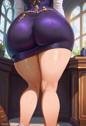 ai_generated busty clorinde_(genshin_impact) commission genshin_impact huge_ass milf office office_lady patreon patreon_url patreon_username secretary sinderellaart tease teasing_viewer thick thick_legs thick_thighs voluptuous
