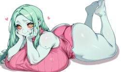 30bagsofballs ai_generated ass_bigger_than_head bare_arms bare_legs bare_shoulders barefoot bent_legs big_ass big_butt blue_skin blue_skinned_female boobs_bigger_than_head bottom_heavy breast_press breast_squish colored_sclera colored_skin cute cute_face cyberpunk:_edgerunners dolphin_shorts feet_up female female forehead full_body green_eyes green_hair hands_on_cheeks hands_on_face hands_on_head huge_ass huge_boobs huge_breasts huge_butt huge_thighs large_breasts long_eyelashes long_hair looking_at_viewer lying lying_on_breasts lying_on_stomach pink_clothing puffy_cheeks rebecca_(edgerunners) red_sclera resting_on_breasts shorts shortstack sideways smile smiling solo solo_female solo_focus sweater thick_thighs tight_clothing top_heavy turtleneck turtleneck_sweater very_long_hair