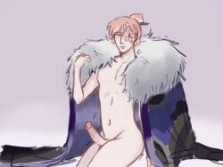 big_penis cape cookie_run cookie_run_kingdom covered_eye femboy naked_male pale_skin peach_blossom_cookie