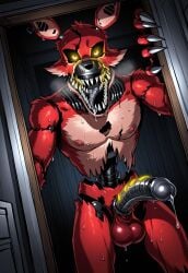 abs anus backsack balls bara big_balls big_penis blush five_nights_at_freddy's fnaf gay glistening male male_only muscular muscular_male nightmare_foxy nipples pecs penis sideburns sweat yaoi