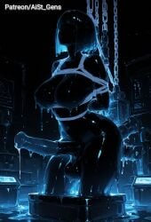 ai_generated aist_ big_breasts big_penis big_thighs bob_cut bondage dripping faceless futanari horsecock huge_breasts huge_cock precum sex_machine sex_slave slim_girl slime testicles