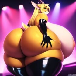 ai ai_generated anthro ass big_breasts big_butt breasts chubby chubby_female female female_only gabby_thepyromancerfox gazelle latex latex_clothing looking_at_viewer mommy nipples overweight overweight_female tail thepyromancerfox