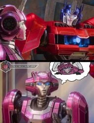 anal_sex blush boyfriend-girlfriend couple elita_one imagining large_ass optimus_prime orion_pax straight thinking_about_sex transformers transformers_one