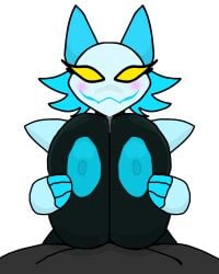1boy 1boy1girl 1girls 2d 3:4 animated beat_banger beat_banger_no_music black_background blue_fur blue_hair cat_ears cat_eyes catgirl deltarune deltarune_chapter_2 felid feline female female_focus looking_at_viewer male male_pov paizuri pauldrons pov pov_male pov_paizuri shitfart29 smiling_at_viewer tasque_manager_(deltarune) titjob titjob_pov undertale undertale_(series)