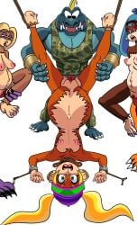 absurd_res animal_genitalia animal_humanoid animal_penis anthro ape ape_humanoid areola beanie big_areola blonde_hair bondage bondage bound brown_body brown_fur camo camo_clothing camo_print candy_kong chimpanzee chimpanzee_humanoid clothing crocodile crocodilian crocodilian_penis donkey_kong_(series) ear_piercing ear_ring female forced forced_to_watch fur genitals group hair haplorhine hat headgear headwear hi_res humanoid inverted_nipples klasp kong kremling krusha looking_at_another male male/female mammal mammal_humanoid neck_restraint nintendo nintyfresh nipples orange_body orange_fur pan_(genus) pattern_clothing penis piercing pregnant pregnant_anthro pregnant_female pregnant_sex primate primate_humanoid puffy_nipples rape reptile restraints ring_piercing scalie sex skidda tan_body tan_fur tiny_kong