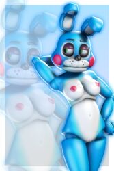 3d 4k animatronic blue_body bunny bunny_ears bunny_girl disboi215 female five_nights_at_freddy's five_nights_at_freddy's_2 fnaf genderbend genderswap_(mtf) green_eyes hand_behind_head hand_on_hip highres looking_to_the_side naked naked_female nude pinup pinup_pose rabbit rabbit_ears rabbit_girl red_cheeks red_nipples robot rosy_cheeks rule_63 sfm shiny_body solo source_filmmaker toy_bonnie_(fnaf) white_body