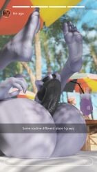 1girls 3d 3d_(artwork) black_dildo completely_nude completely_nude_female dildo english_text exhibitionism feet_up female female_masturbation gooning masturbation nude on_back outdoor_masturbation outdoor_nudity outdoors purple_skin snapchat solo sombra toes vaginal_insertion vaginal_masturbation vaginal_penetration voyeur widowmaker zmsfm