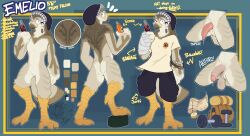 absurd_res anthro avian bandage beanie beverage bird bodily_fluids clothing doeboi emelio_(doeboi) falcon falconid genital_fluids genitals hat headgear headwear hi_res humanoid_genitalia humanoid_penis leaking leaking_precum male nude nude_anthro penis precum pygmy_falcon reference_image soda solo tapering_penis twunk