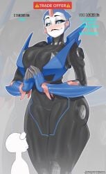 1boy 1girls alien alien_girl alien_humanoid arcee arcee_(prime) ass autobot big_ass big_breasts black_body black_lips black_skin blue_eyes blue_sclera blue_skin blush breasts chestplate cybertronian eyebrows eyebrows_raised eyelashes eyes_bugging_out female female_autobots female_robot fingers_together hands_together hasbro hourglass_figure human imminent_snu_snu joints large_ass large_breasts larger_female larger_female_smaller_male looking_down male meme metal_skin mr_fuga oh_my_god pink_accents robot shiny_body shiny_skin shocked_expression size_difference smaller_male smile smug smug_expression smug_face smug_smile tall tall_female taller_female taller_girl thick_thighs thunder_thighs transformers transformers_prime white_body wide_eyed worried