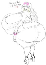 1girls annoyed barely_contained_breasts big_breasts bottom_heavy dialogue earrings enormous_breasts gigantic_breasts glasses high_heels hoop_earrings huge_ass huge_breasts hyper_breasts irritated large_ass large_breasts long_hair looking_at_viewer looking_back massive_ass massive_breasts original_character painted_nails pink_glasses pink_nails shades shades_above_head solo solo_female thick_thighs thighs white_background yobaba