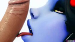 1boy 1girls 3d animated blizzard_entertainment blue_skin close-up erection female kallenz licking licking_penis no_sound overwatch penis source_filmmaker tagme tease tongue video widowmaker yellow_eyes