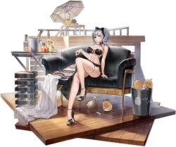 ahoge alcohol alternate_costume arm_support azur_lane bare_arms bare_legs bare_shoulders bikini bird black_background black_bikini black_choker black_footwear bottle bow breasts bucket cg chair chick choker cleavage closed_mouth couch crossed_legs cup dress drinking_glass feet female full_body giulio_cesare_(azur_lane) giulio_cesare_(high_tide_under_the_sunlight)_(azur_lane) grey_hair hairbow halterneck high_heels holding_cup jewelry knee_up large_breasts legs long_hair looking_at_viewer manjuu_(azur_lane) multicolored_hair navel o-ring o-ring_bikini official_alternate_costume official_art red_eyes sandals side_ponytail sidelocks silver_hair simple_background sitting skindentation smile solo stomach sunglasses swimsuit table thigh_strap thighs transparent_background twintails wooden_floor