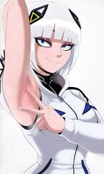 2025 ai ai_art ai_assisted ai_generated armpit armpit_fetish armpits blue_eyes cevio kafu_(cevio) shadman_(style) shadman_homage vampiregurl vampiregurl_(artist) white_background white_hair