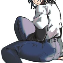 1boy ass ass_focus femboy jujutsu_kaisen kashimo_hajime looking_at_viewer looking_back thick_ass thick_thighs