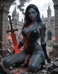 1futa abs ai_generated balls big_balls big_breasts breasts curvy cutanari dickgirl futa_only futanari looking_at_viewer nipples nsfw nude penis perfect_body ready_to_fuck small_waist smile solo tan_skin testicles