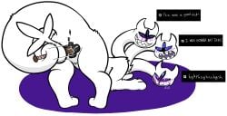 3_heads alpha_channel animal_genitalia anus blush bodily_fluids canine_genitalia clover_(deltarune) darkner deltarune digital_media_(artwork) dripping drooling female feral fur genital_fluids genitals hi_res improvised_sex_toy mammal multi_eye multi_head object_insertion saliva simple_background smile solo tail text trout_(artist) undertale_(series) unusual_anatomy unusual_genitalia vaginal_fluid_drip vaginal_fluids