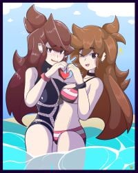beach bikini blush choker embarrassed heart_hands heart_symbol in_water jaiden_animations nieldacan one-piece_swimsuit pressing_breasts_together shgurr two-piece_swimsuit winking_at_viewer wristband youtuber