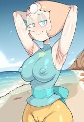 1girls ai_generated areola areola_bulge areolae armpit armpit_fetish armpits arms_behind_head arms_up beach beach_background big_breasts big_nipples blue_eyes breasts cameltoe cartoon_network civitai clothed clothed_female clothing dressed female female_focus female_only forehead_gem gem gem_(species) gem_on_forehead half-closed_eyes large_breasts looking_at_viewer nipple_bulge nipple_outline nipples ocean peach_hair pearl_(steven_universe) pointy_nose puckout puffy_areola puffy_areolae puffy_nipples puffy_pussy pussy smile smiling smiling_at_viewer solo solo_female solo_focus steven_universe sweat sweat_fetish sweatdrop sweating sweaty sweaty_armpit sweaty_armpits sweaty_arms sweaty_body thin_waist white_body white_skin wide_hips
