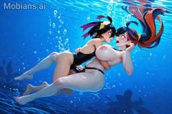 2girls age_difference ai_generated black_hair blush breasts breath carmine_(pokemon) colored_inner_hair drowning female femboy foreskin from_side hair_between_eyes incest kieran_(pokemon) male_to_female mobians.ai multicolored_hair nipples nude older_sister older_sister_younger_sister orange_hair pokemon pokemon_sv purple_hair rule_63 sex siblings sister_and_sister small_dom_big_sub strapon swimsuit two-tone_hair underwater yellow_eyes yellow_hairband younger_dom_older_sub younger_sister younger_sister_and_older_sister