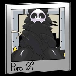 1:1 anthro balls big_balls big_penis black_body black_fur bodily_fluids canid canine canis changed_(video_game) cum digital_media_(artwork) domestic_dog ejaculation erection fur genital_fluids genitals glistening glistening_body goo_creature hands-free hi_res huge_cock humanoid_genitalia humanoid_penis male male_focus male_only mammal mask nude penis puro_(changed) shocked simple_background solo spontaneous_ejaculation surprise surprised surprised_expression sweat sweatdrop sweaty_legs sweaty_thighs tail thick_thighs wide_hips wolf woopyy