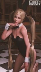 1girls 3d animal_ears bare_shoulders blonde_hair blue_eyes bowtie breasts bunnysuit checkered_floor cleavage clothing detached_collar female fishnet_pantyhose fishnets foulveins kneeling leotard lips long_hair looking_at_viewer lucky_chloe medium_breasts one_eye_closed pantyhose playboy_bunny rabbit_ears rabbit_tail solo tail tekken tekken_7 twintails very_long_hair wrist_cuffs