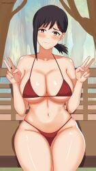 1girls adult adult_female almost_naked almost_nude alternate_breast_size bare_arms bare_belly bare_chest bare_hands bare_hips bare_legs bare_midriff bare_navel bare_shoulders bare_skin bare_thighs belly belly_button bikini bikini_bottom bikini_only bikini_top black_hair black_hair_female blush blush_face blushing_at_viewer blushing_female breasts brown_eyes brown_eyes_female busty busty_female busty_girl chainsaw_man cleavage collarbone curvaceous curvaceous_body curvaceous_female curvaceous_figure curvaceous_hips curvaceous_thighs curvy curvy_body curvy_female curvy_figure curvy_hips curvy_thighs double_peace_sign double_v_sign eclypse elbows embarrassed embarrassed_expression embarrassed_female exposed_arms exposed_belly exposed_chest exposed_hips exposed_legs exposed_midriff exposed_navel exposed_shoulders exposed_skin exposed_thighs female female_focus female_only fingernails fingers groin halterneck higashiyama_kobeni high_resolution highres hourglass_figure kobeni_higashiyama large_breasts lean_figure lips long_hair looking_at_viewer mature mature_female midriff mole mole_under_eye mole_under_mouth mostly_nude naked naked_female naked_woman narrow_waist navel nearly_nude nude nude_female nudity outdoor outdoor_nudity outdoors outside peace_sign ponytail practically_nude shame shiny_breasts shiny_hair shiny_legs shiny_shoulders shiny_skin shiny_thighs short_ponytail shoulders sign sitting slender_body slender_waist slim_waist solo string_bikini swimsuit swimwear thick_thighs thighs upper_body v v_sign wide_hips
