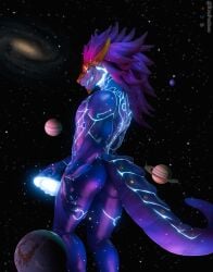 3d_(artwork) 4_toes 5_fingers abs absurd_res anthro anus ass aurelion_sol back_muscles balls bioluminescence blender_(artwork) blue_body blue_eyes blue_sclera bone claws cosmic_background digital_media_(artwork) dragon eastern_dragon erection feet finger_claws fingers genitals glowing glowing_anus glowing_genitalia glowing_markings glowing_penis gold_(metal) gold_jewelry hair hi_res jewelry kvnpoulsen league_of_legends looking_at_viewer looking_back macro macro_anthro macro_male male male_only markings muscular mythological_creature mythological_scalie mythology non-mammal_balls penis pink_hair planet rear_view riot_games scalie seductive serratus skull skull_head sky smile smiling_at_viewer solo solo_in_panel space space_background tail tencent toes touching_penis touching_thigh