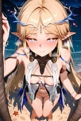 4k after_rape after_sex after_vaginal ai_generated blonde_hair blue_eyes blush breasts_out cartethyia_(wuthering_waves) clothing clothing_cutout crying cum cum_drip cum_in_pussy cum_inside cumshot elf elf_ears embarrassed female full-face_blush hair_ornament half-closed_eyes heavy_breathing hi_res high_heels high_resolution horny horny_female knees_together_feet_apart long_hair looking_at_viewer nipples pussy raped sandals scared shaking small_breasts standing tearing_up tears trembling wuthering_waves