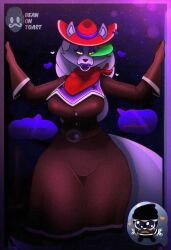 2025 2d 2d_(artwork) 2d_artwork animatronic animatronic_female anthro anthro_female artist_logo artist_name beanontoast collar cowgirl five_nights_at_freddy's five_nights_at_freddy's:_secret_of_the_mimic five_nights_at_freddy's:_security_breach furry furry_female green_hair grey_fur purple_earrings purple_eyeshadow purple_lipstick roxanne_wolf_(fnaf) spiked_collar thick_thighs western wolf wolf_ears wolf_girl wolf_tail yellow_eyes